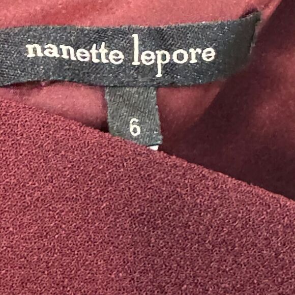 Nanette Lepore Ruched Cocktail Dress Size 6 Burgundy - Picture 2 of 9